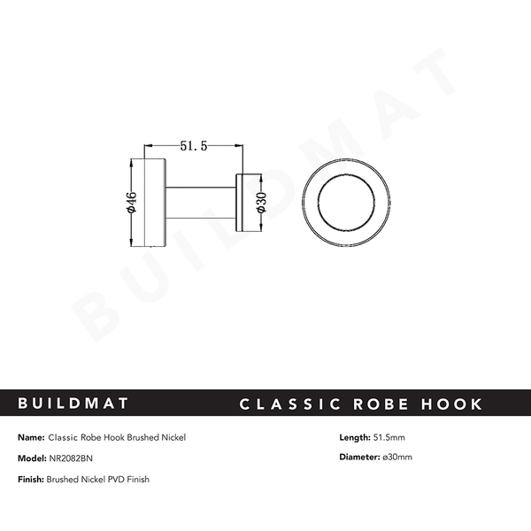 Nero Dolce Robe Hook Brushed Nickel