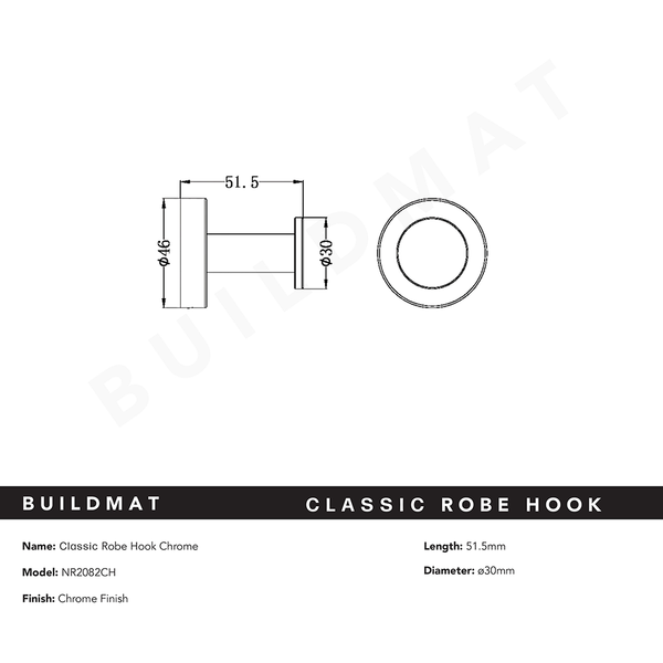 Nero Classic Robe Hook Chrome