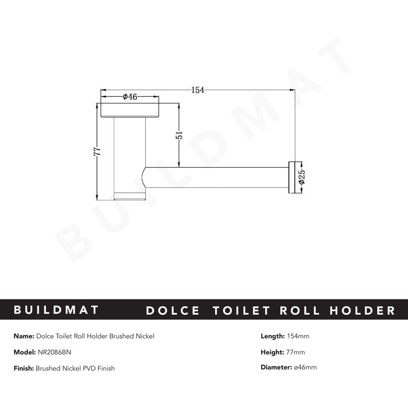 Dolce Toilet Roll Holder Brushed Nickel