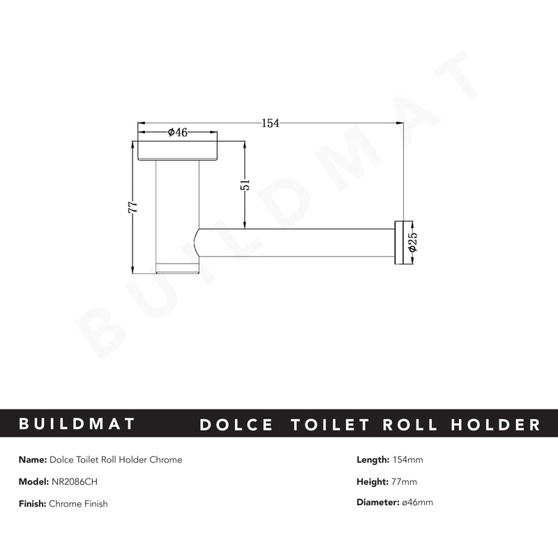 Dolce Toilet Roll Holder Chrome