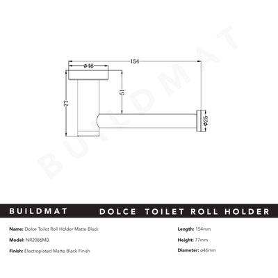 Dolce Toilet Roll Holder Matte Black