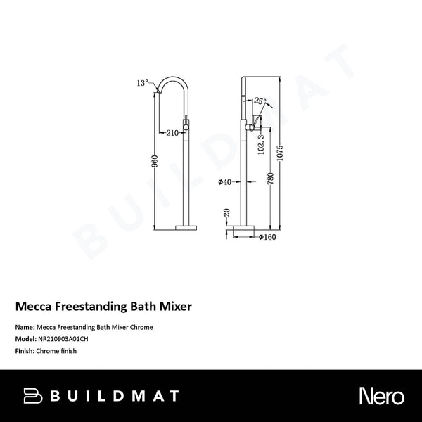 Nero Mecca Freestanding Bath Mixer Chrome