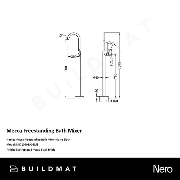 Nero Mecca Freestanding Bath Mixer Matte Black
