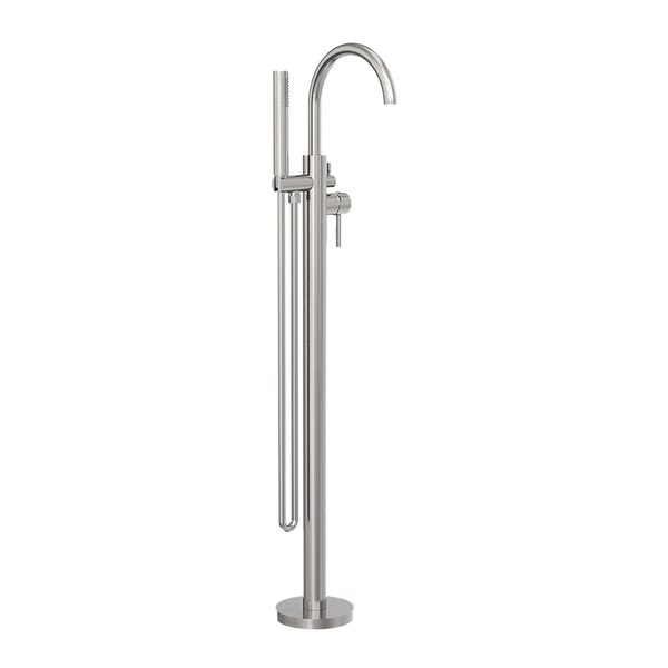 Nero Mecca Round Freestanding Mixer with Hand Shower Brushed Nickel