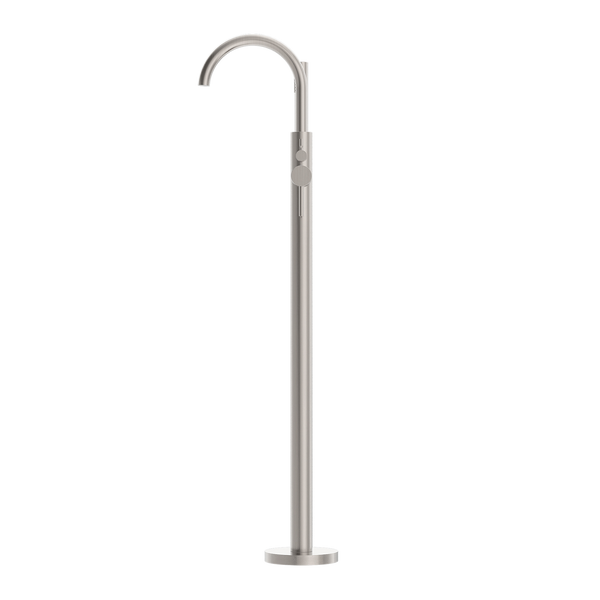 Nero Mecca Round Freestanding Mixer with Hand Shower Brushed Nickel