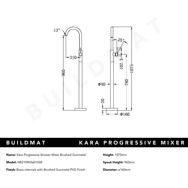 Nero Mecca Freestanding Bath Mixer Gunmetal