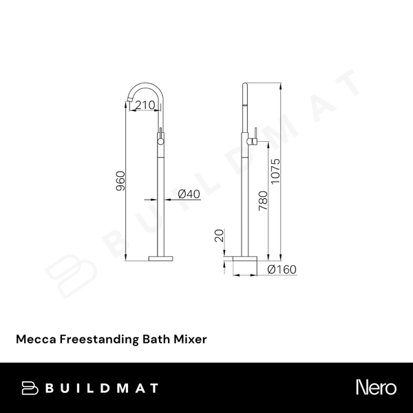 Nero Mecca Freestanding Bath Mixer Tumbled Antique Brass