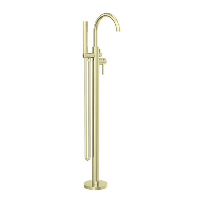 Nero Mecca Round Freestanding Mixer with Hand Shower Brushed Gold