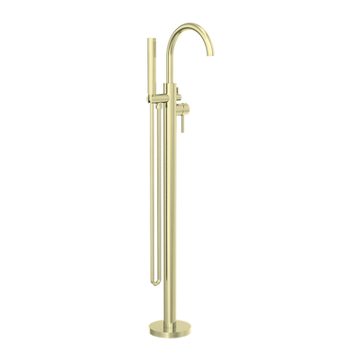 Mecca Round Freestanding Mixer with Hand Shower Brushed Gold