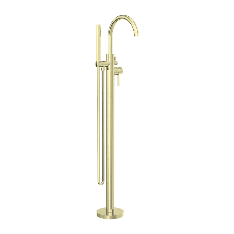 Mecca Round Freestanding Mixer with Hand Shower Brushed Gold