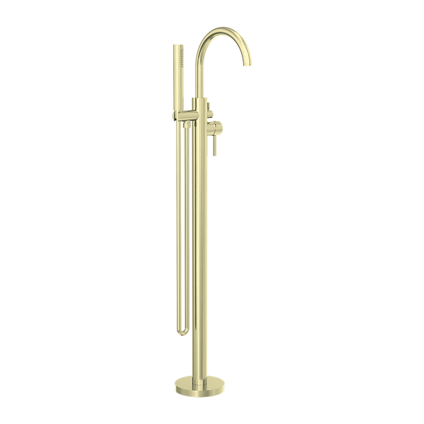 Nero Mecca Round Freestanding Mixer with Hand Shower Brushed Gold