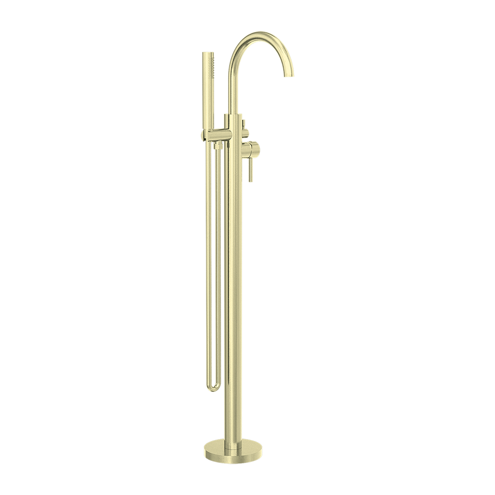 Mecca Round Freestanding Mixer with Hand Shower Brushed Gold