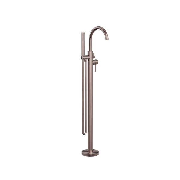 Nero Mecca Round Freestanding Mixer With Hand Shower Brushed Bronze
