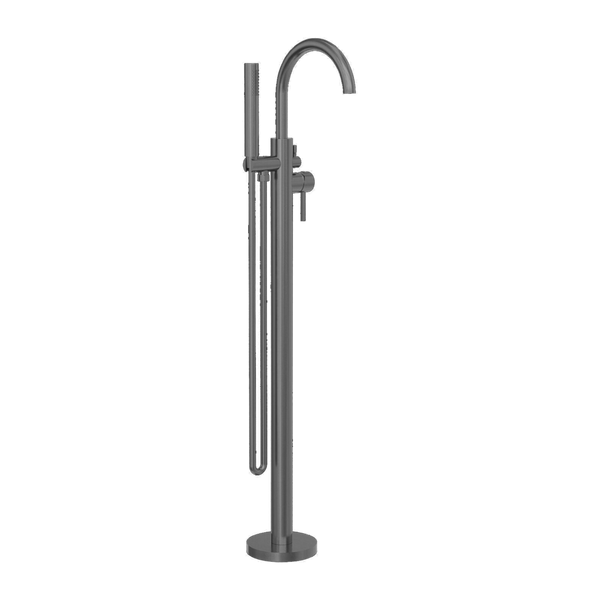 Nero Mecca Round Freestanding Mixer with Hand Shower Brushed Gunmetal