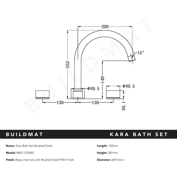 Nero Kara Bath Set Brushed Gold