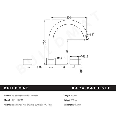 Kara Bath Set Brushed Gunmetal