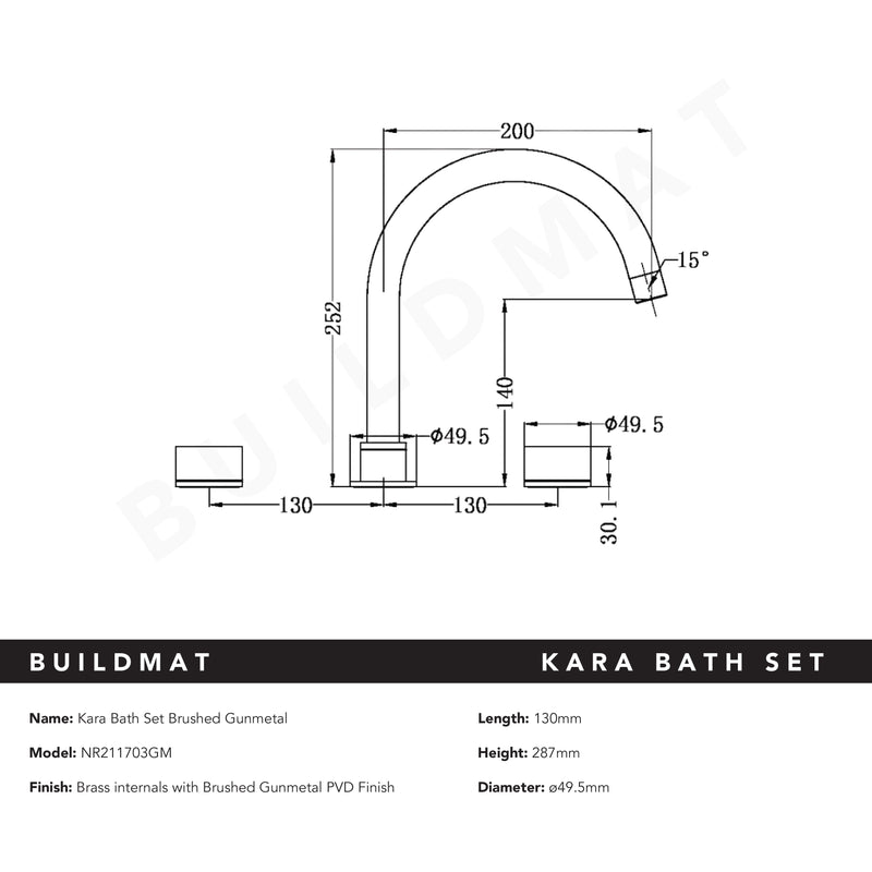 Kara Bath Set Brushed Gunmetal