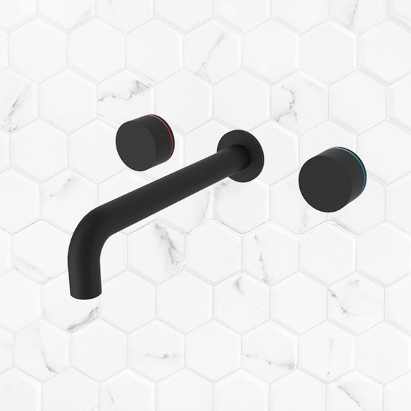 Nero Kara Wall Basin Set 180mm Matte Black