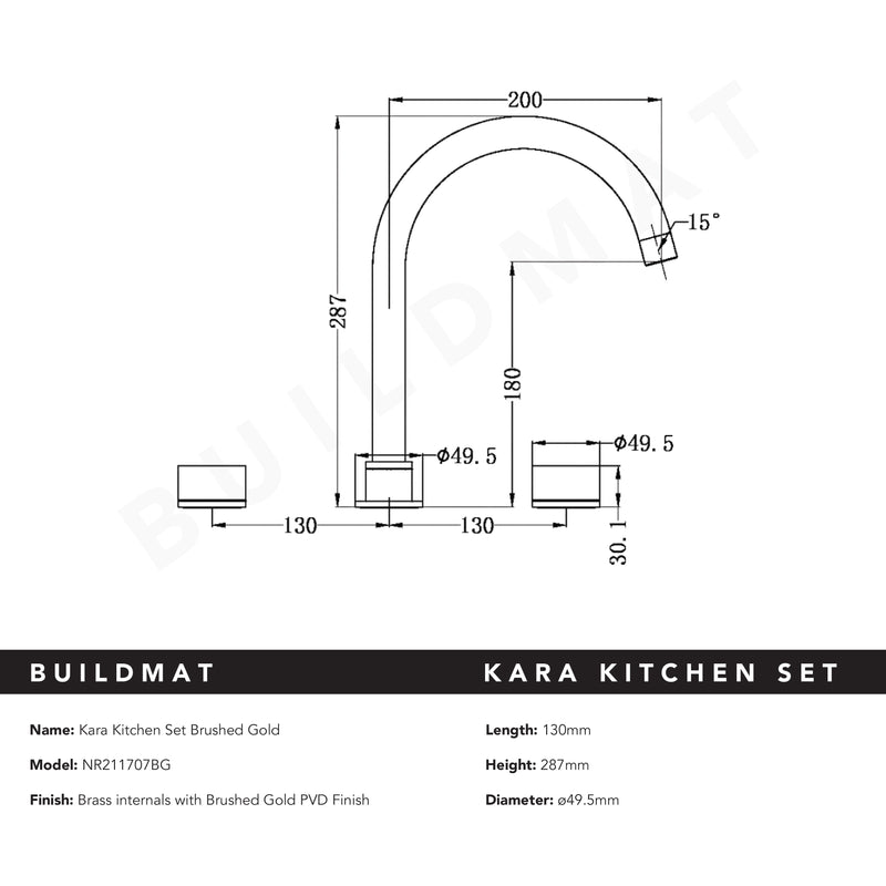 Kara Kitchen Set Brushed Gold