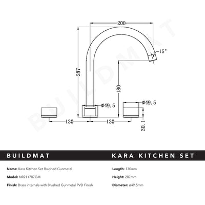 Kara Kitchen Set Brushed Gunmetal