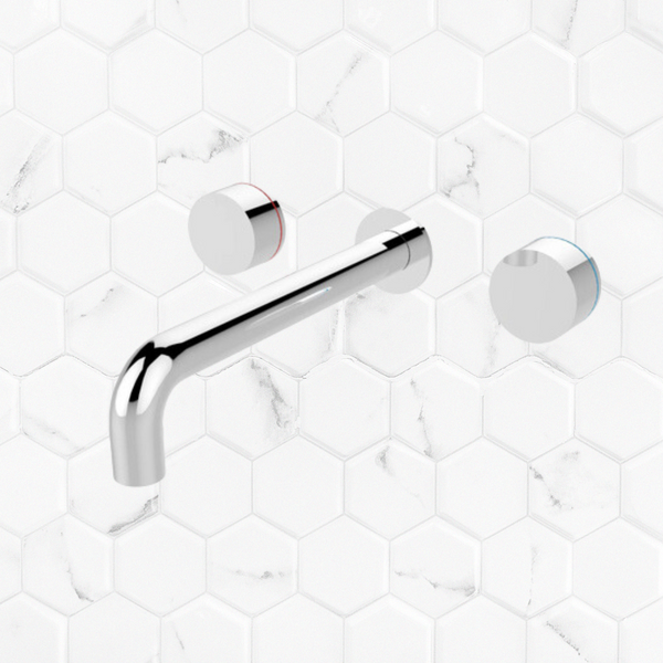 Nero Kara Wall Basin Set 180mm Chrome