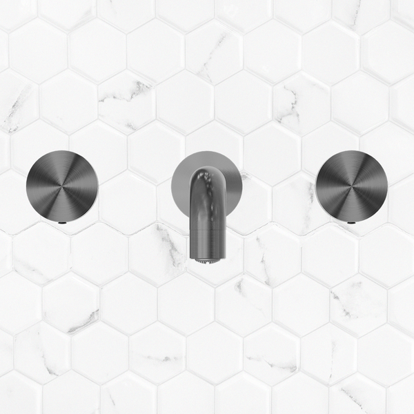 Nero Kara Wall Basin Set 180mm Brushed Gunmetal