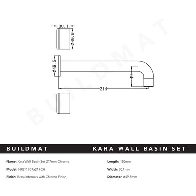 Kara Wall Basin Set 217mm Chrome