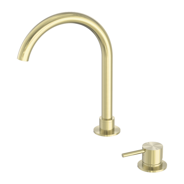 Nero Mecca Hob Basin Mixer Round Swivel Spout Brushed Gold