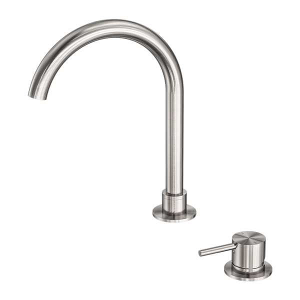 Nero Mecca Hob Basin Mixer Round Swivel Spout Brushed Nickel