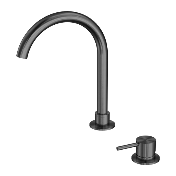Nero Mecca Hob Basin Mixer Round Swivel Spout Gun Metal
