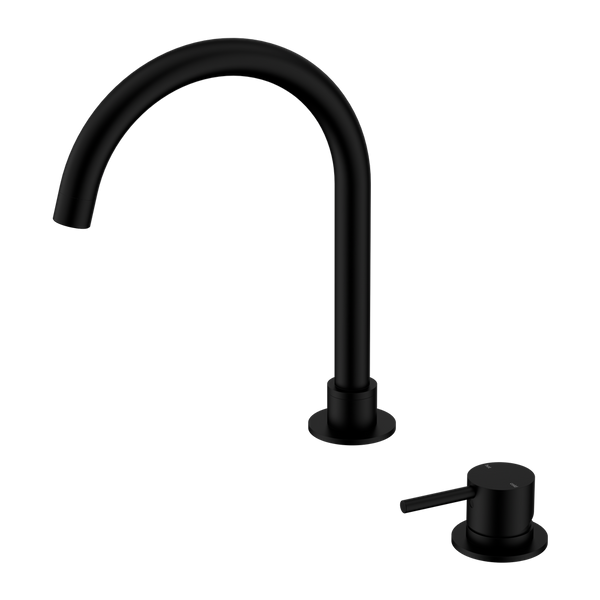 Nero Mecca Hob Basin Mixer Round Swivel Spout Matte Black