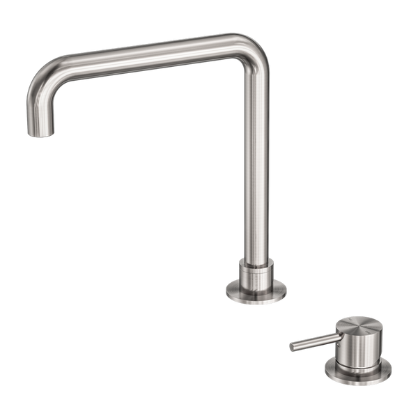 Nero Mecca Hob Basin Mixer Square Swivel Spout Brushed Nickel