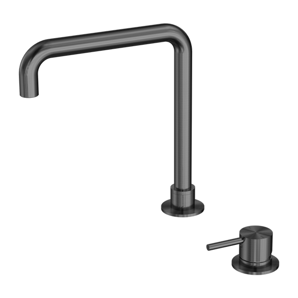 Nero Mecca Hob Basin Mixer Square Swivel Spout Gun Metal