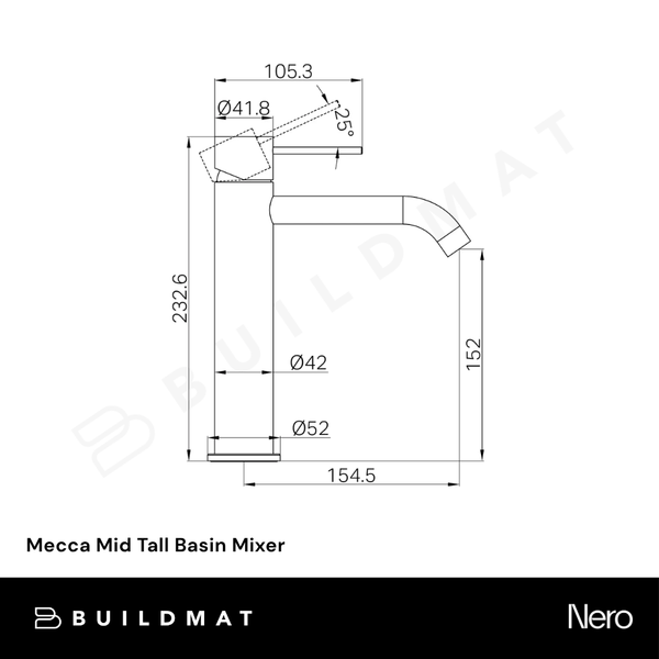 Nero Mecca Mid Tall Basin Mixer Rome Bronze