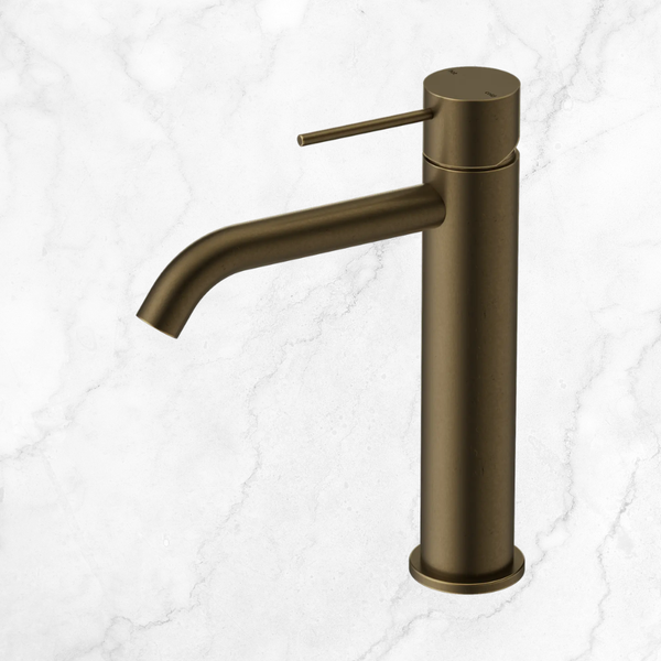 Nero Mecca Mid Tall Basin Mixer Tumbled Antique Brass