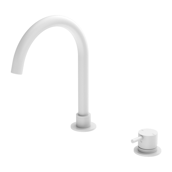 Nero Mecca Hob Basin Mixer Round Swivel Spout Matte White