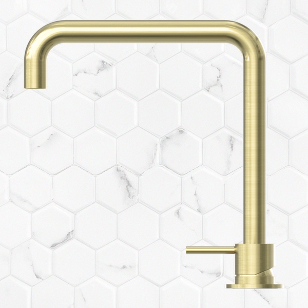 Nero Mecca Hob Basin Mixer Square Swivel Brushed Gold