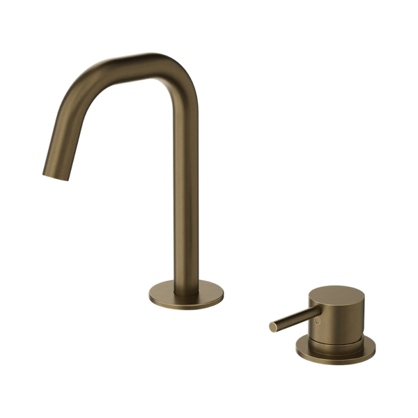 Nero Mecca Hob Basin Mixer Set Edge Spout Tumbled Antique Brass
