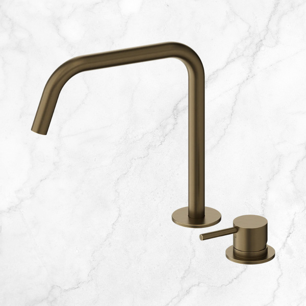 Nero Mecca Hob Bath/Kitchen Mixer Set Edge Spout II Tumbled Antique Brass
