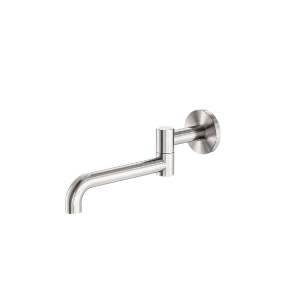 Nero Mecca Wall Mounted Swivel Basin/Bath Spout Only 225mm Brushed Nickel