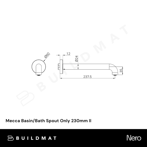 Nero Mecca Basin/Bath Spout Only 230mm II Tumbled Antique Brass