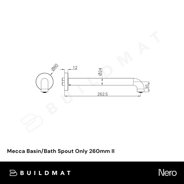 Nero Mecca Basin/Bath Spout Only 260mm II Tumbled Antique Brass