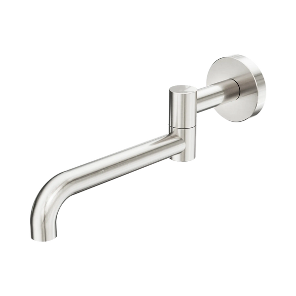 Nero Mecca Wall Mounted Swivel Bath Spout Only 225mm II Brushed Nickel