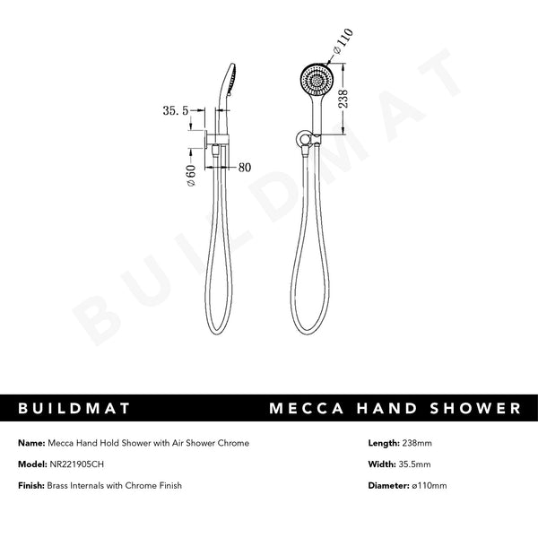Nero Mecca Hand Hold Shower With Air Shower Chrome