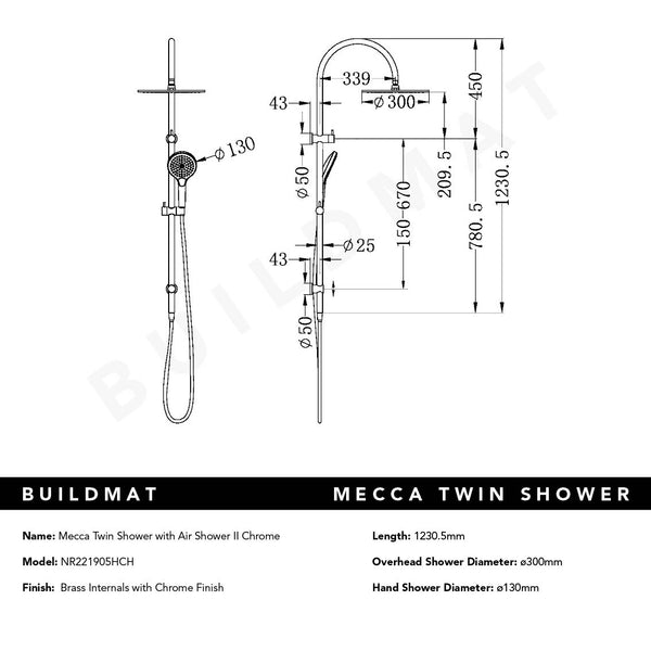 Nero Mecca Twin Shower with Air Shower II Chrome