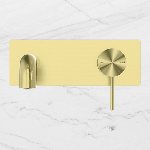Nero Mecca Wall Basin Mixer 185mm Spout Brushed Gold