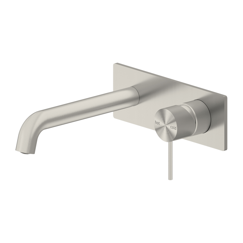 Mecca Wall Basin Mixer 185mm Spout Brushed Nickel