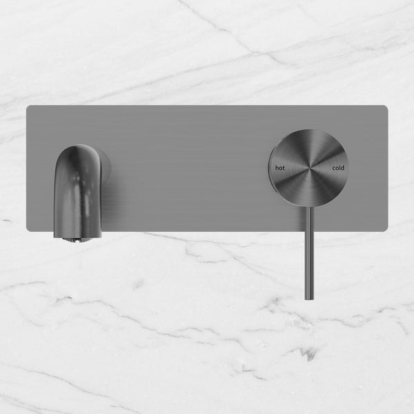 Nero Mecca Wall Basin Mixer 185mm Spout Brushed Gunmetal