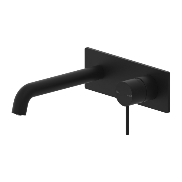 Nero Mecca Wall Basin Mixer 185mm Spout Matte Black