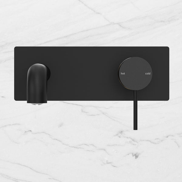 Nero Mecca Wall Basin Mixer 185mm Spout Matte Black